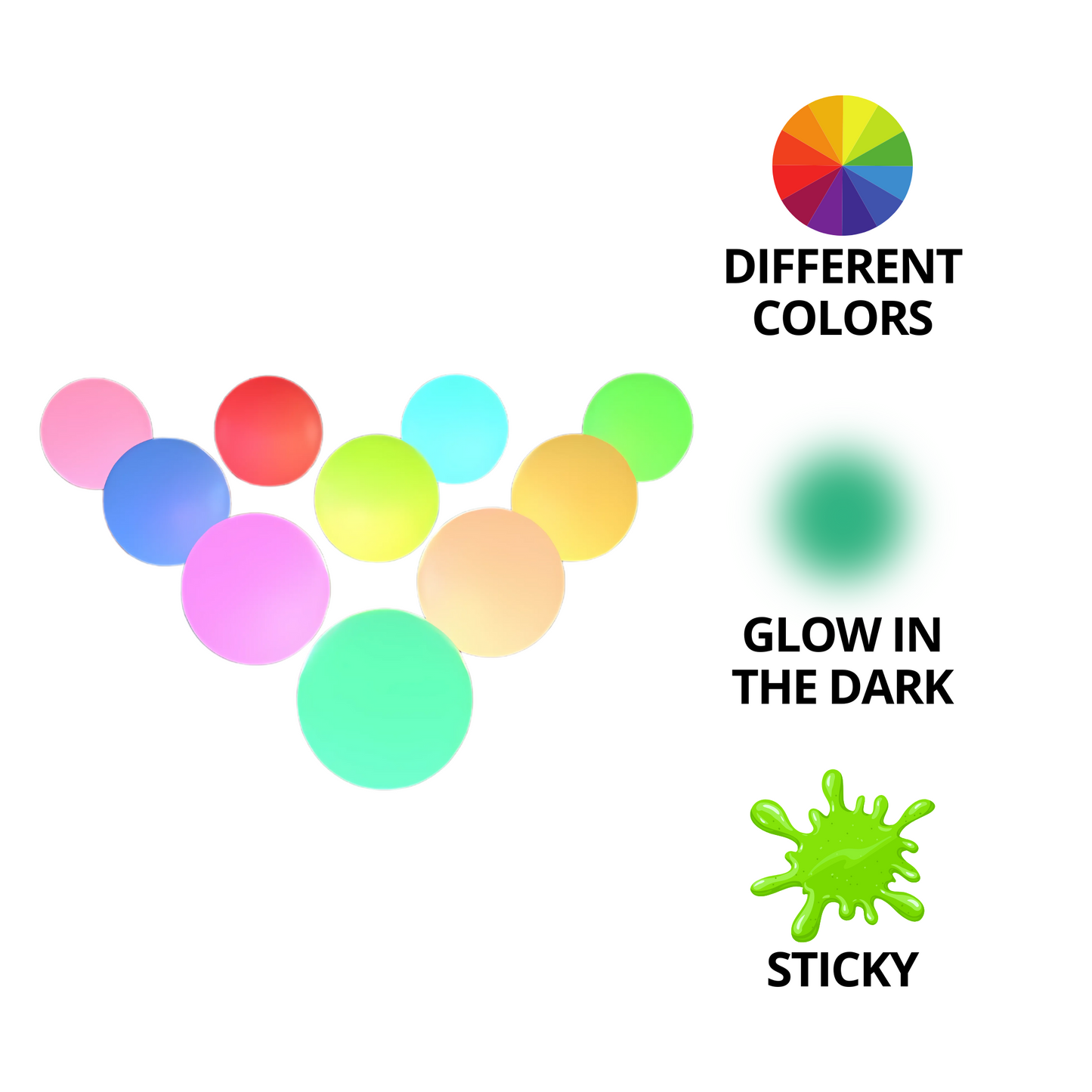 5 Glow Sticky Balls